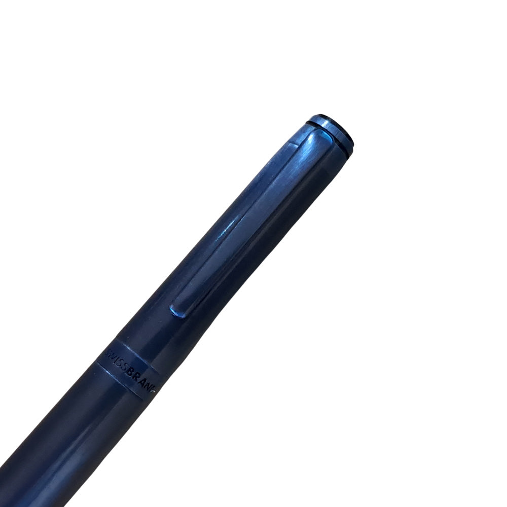 Swissbrand 2503 Matte Blue Lacquer with Polished Blue PVD Trim Fountain Pen - Medium Nib