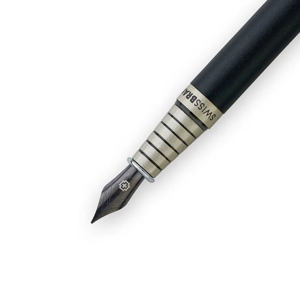 Swissbrand 2507 Matte Black Lacquer with Matte Chrome Trim Fountain Pen - Medium Nib