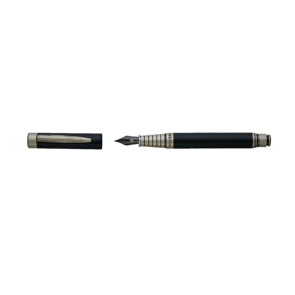 Swissbrand 2507 Matte Black Lacquer with Matte Chrome Trim Fountain Pen - Medium Nib