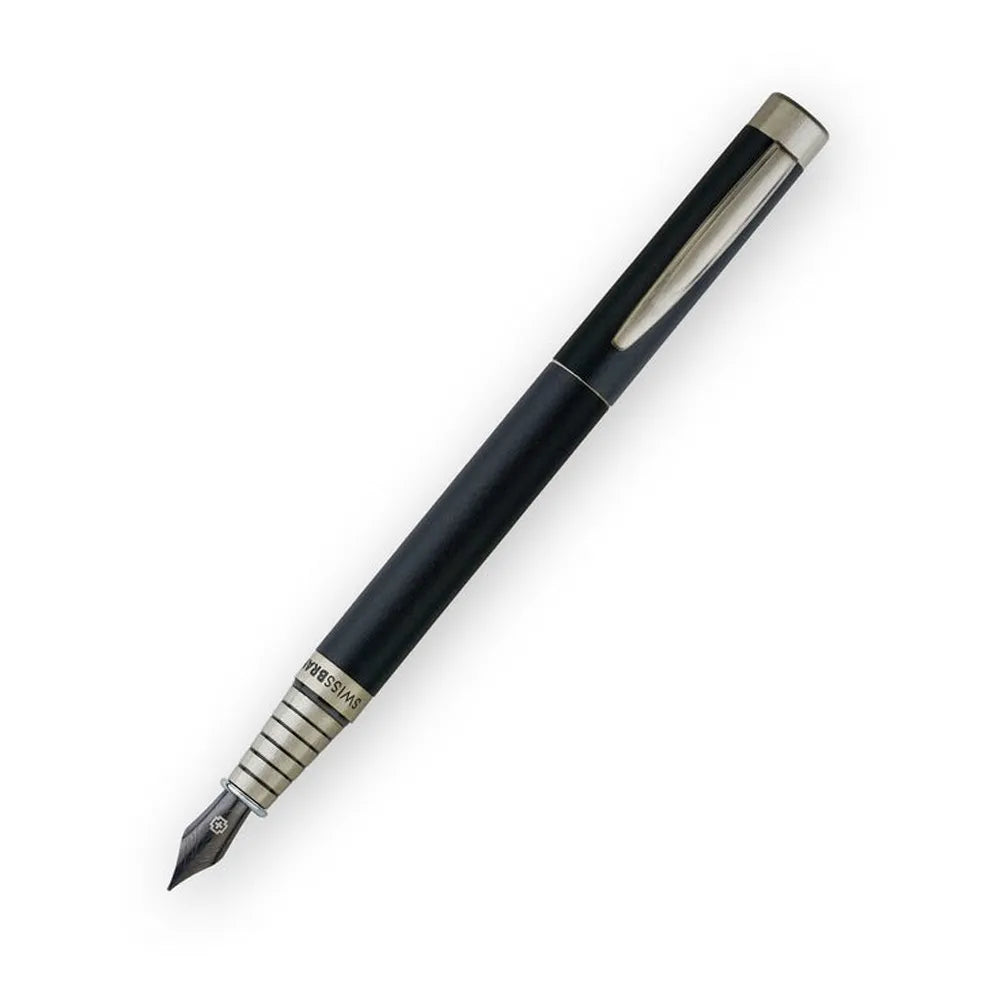 Swissbrand 2507 Matte Black Lacquer with Matte Chrome Trim Fountain Pen - Medium Nib