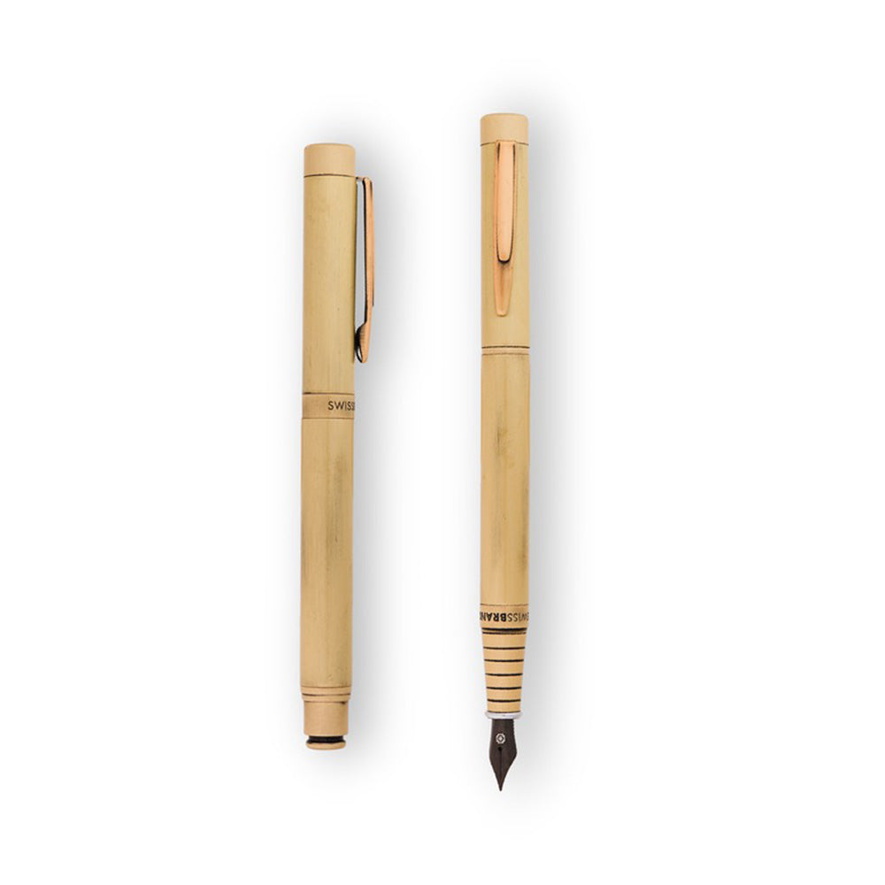 Swissbrand 2508 Matte Gold Lacquer with Gold Trim Fountain Pen - Medium Nib