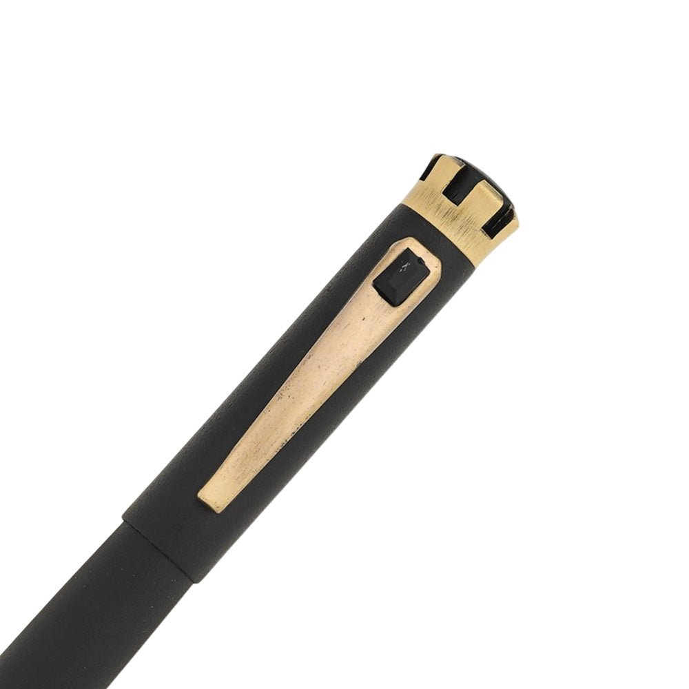 Swissbrand 2510 Matte Black Lacquer with Black Gem-Embedded Gold Trim Fountain Pen - Medium Nib