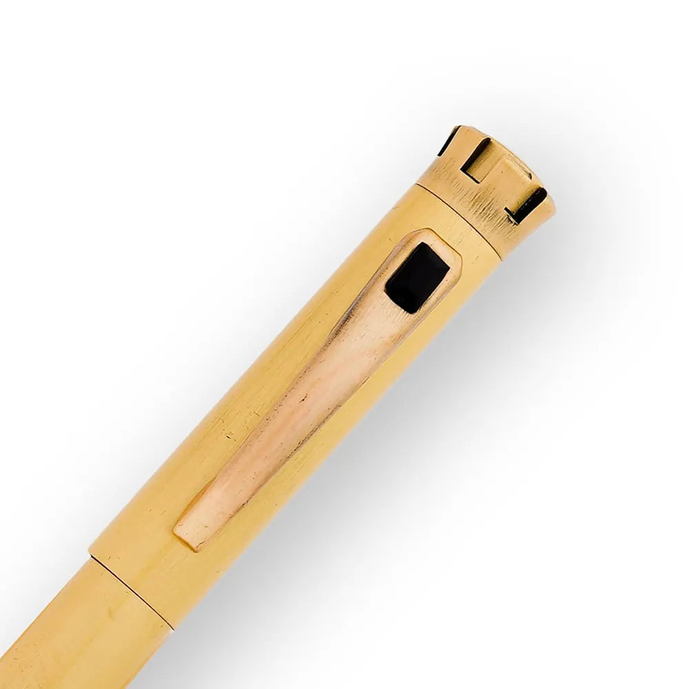 Swissbrand 2512 Matte Gold Lacquer with Black Gem-Embedded Gold Trim Fountain Pen - Stainless Steel Nib