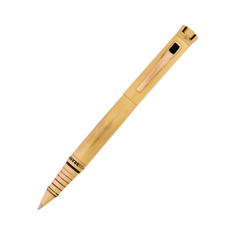 Swissbrand 2512 Matte Gold with Black Gem Embedded Gold Trim Rollerball Pen