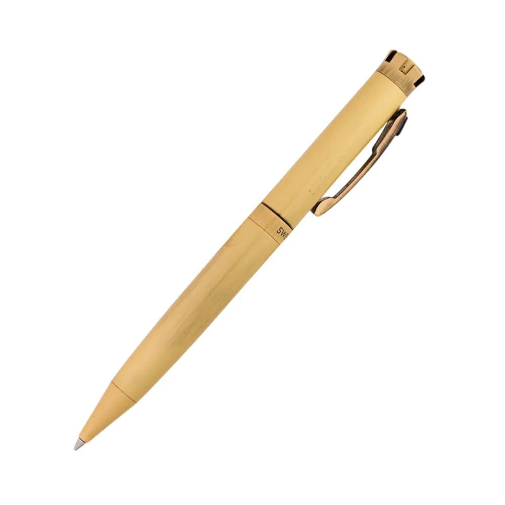 Swissbrand 2512 Matte Gold with Black Gem Embedded Gold Trim Ballpoint Pen