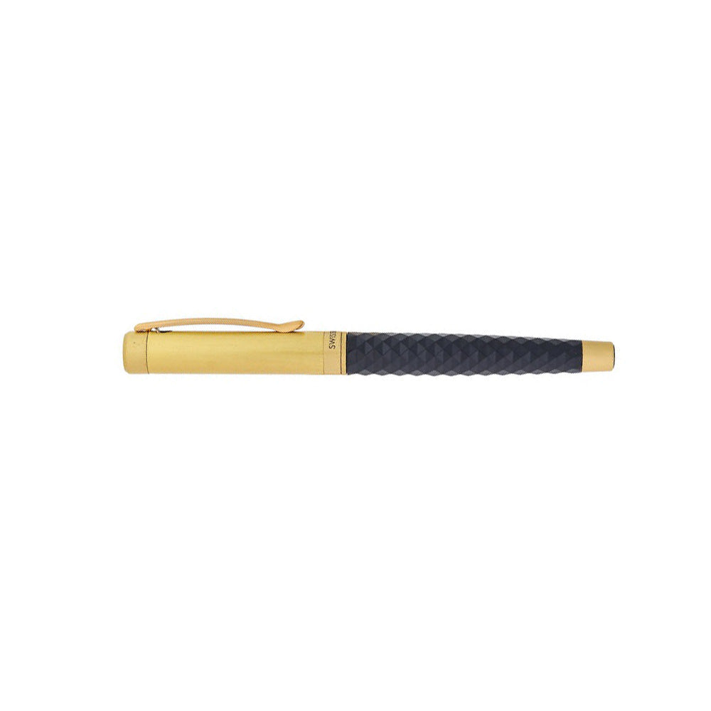 Swissbrand 2513 Black Composite Diamond-shape Lacquer with Gold Trim Rollerball Pen