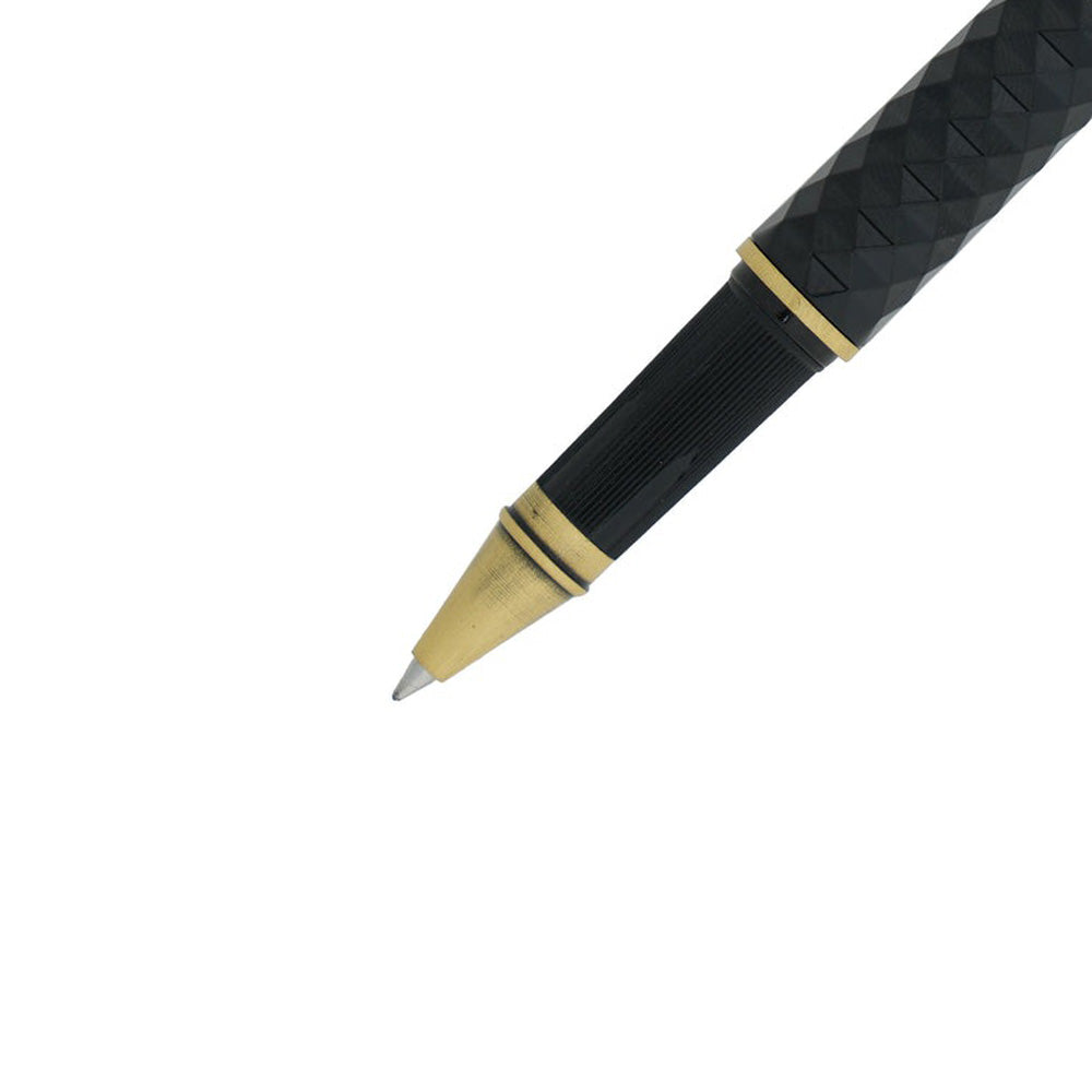 Swissbrand 2513 Black Composite Diamond-shape Lacquer with Gold Trim Rollerball Pen