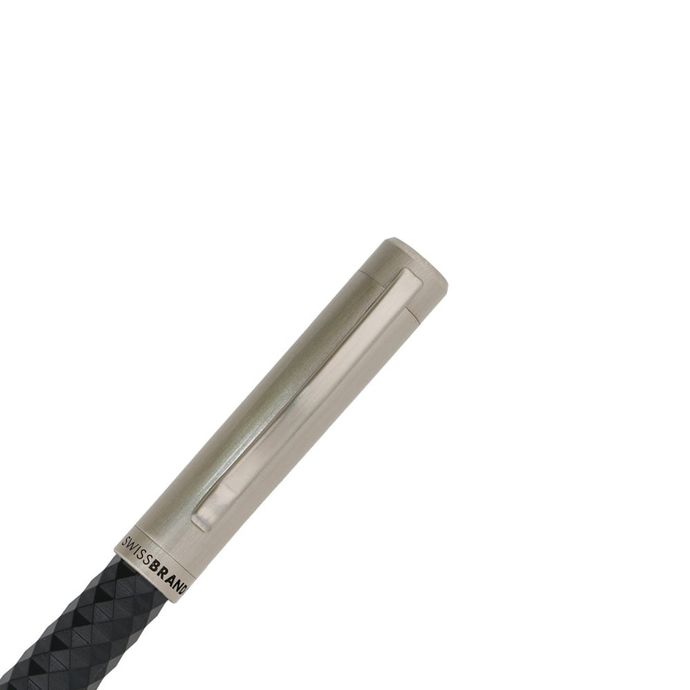 Swissbrand 2514 Black Composite Diamond-shape Lacquer with Chrome Trim Rollerball Pen