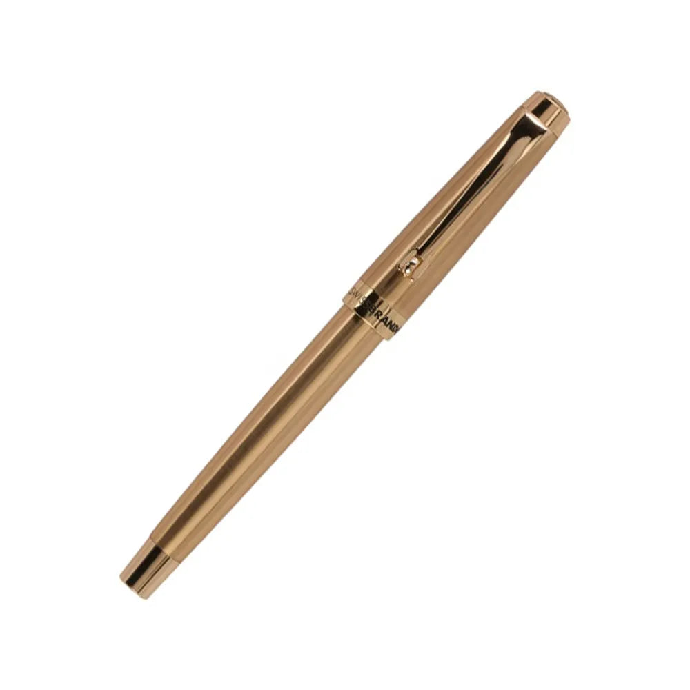 Swissbrand 2515 High-Gloss Gold Lacquer with Gold Trim Fountain Pen - Medium Nib