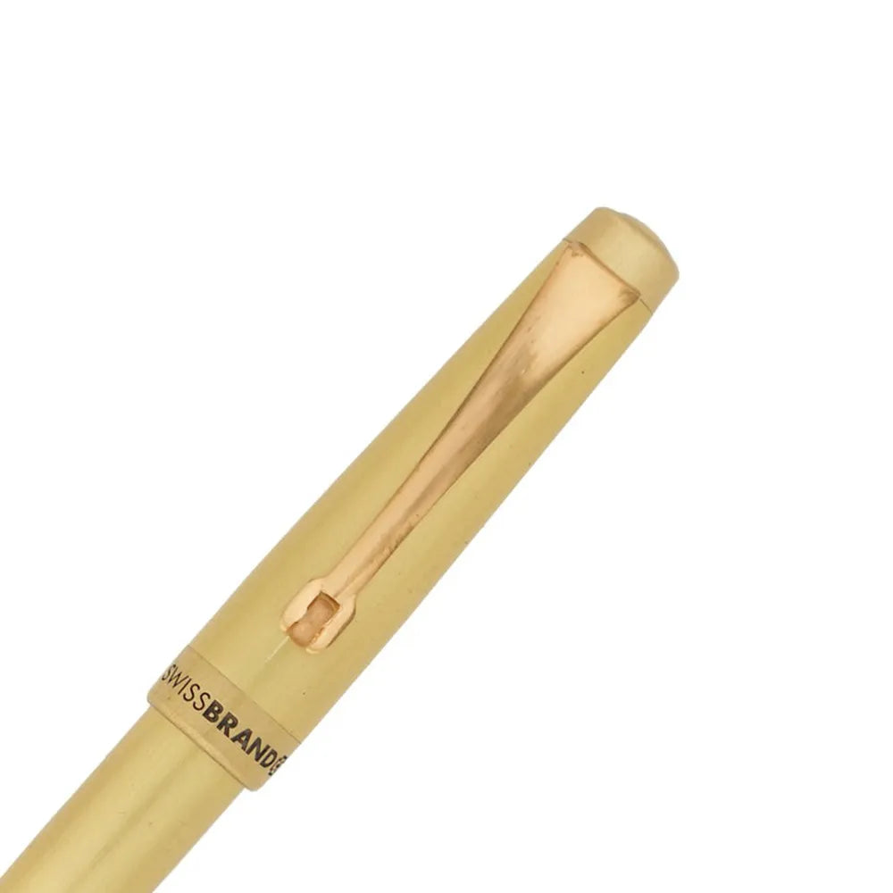 Swissbrand is a premium lifestyle brand known for its high-quality stationery, writing instruments, and accessories. Rooted in Swiss precision and craftsmanship, the brand is committed to delivering elegant, durable, and functional products that cater to professionals, creatives, and enthusiasts alike.

Sleek &amp; Stylish – Matte gold lacquer barrel with matching gold trim for a refined look.
Durable Brass Construction – High-quality materials ensure longevity and a premium feel.
Comfortable Grip – Ergonom
