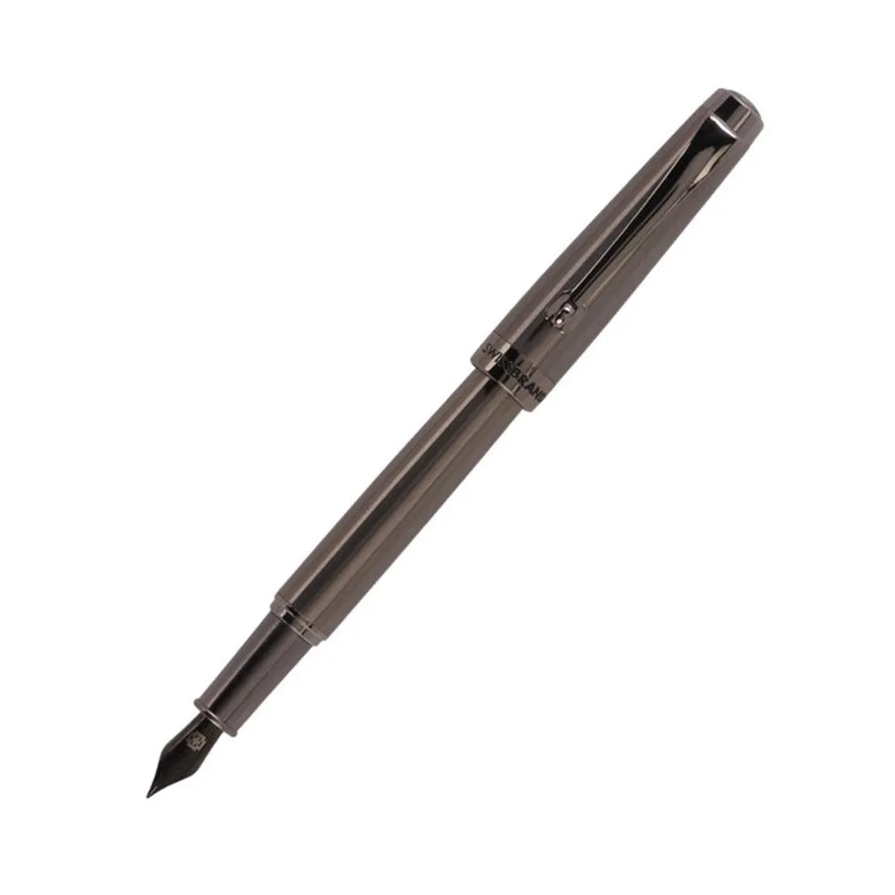 Swissbrand 2516 Gloss Gunmetal Lacquer with Matching Matte Gunmetal Trim Fountain Pen - Medium Nib