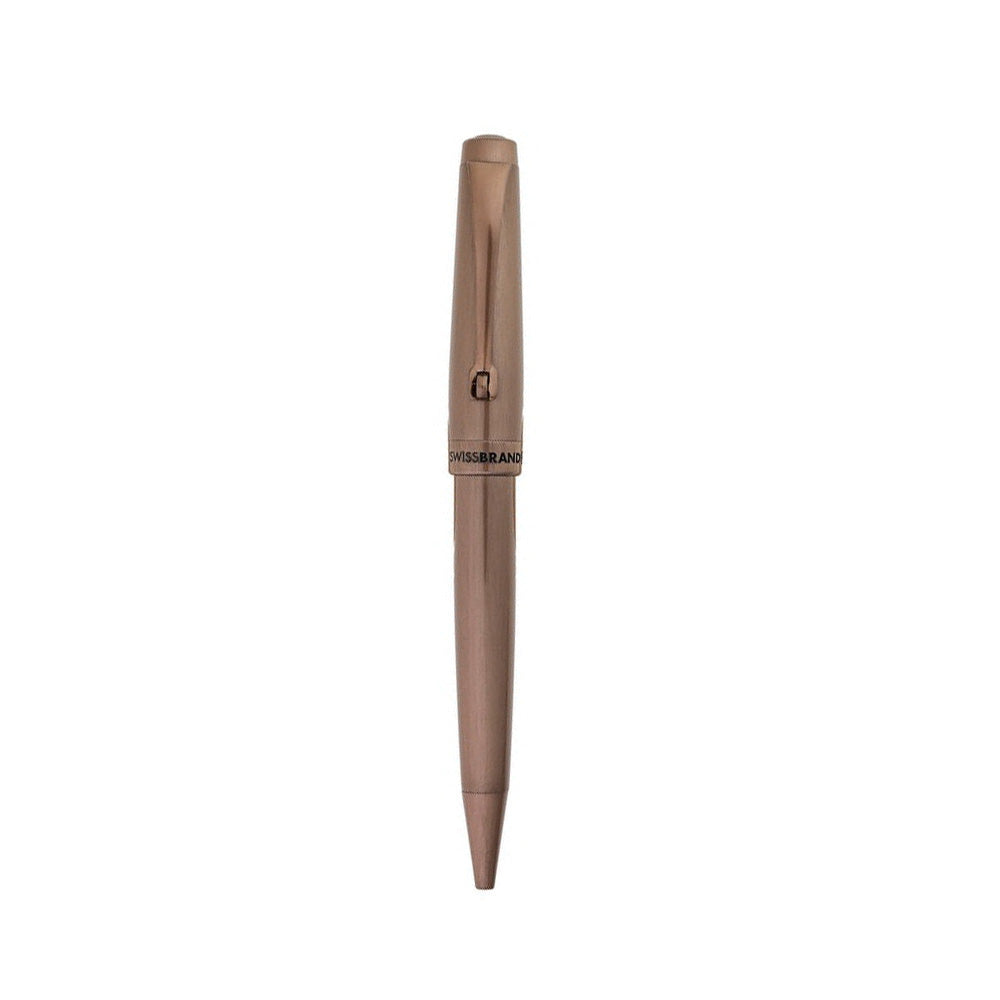 Swissbrand 2518 Matte Brown Lacquer with Polished Brown Trim Ballpoint Pen