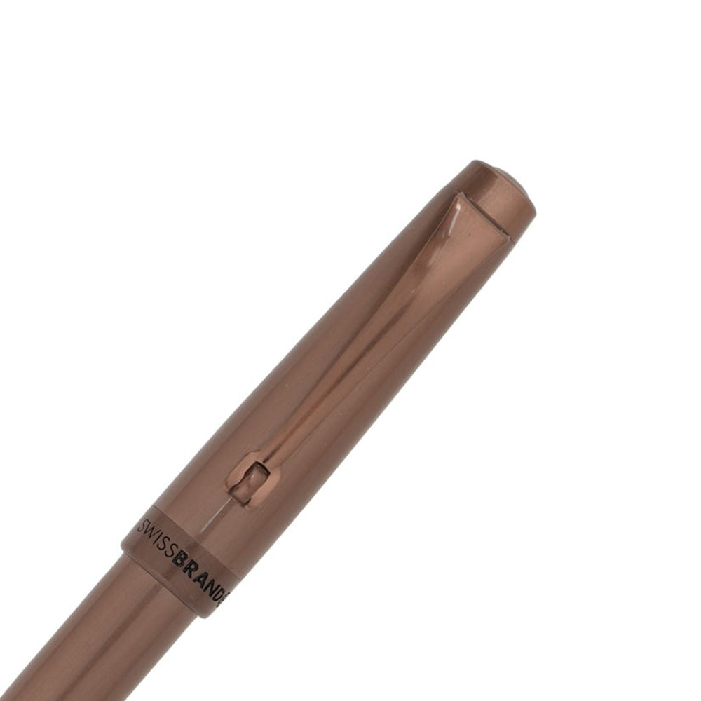 Swissbrand 2518 Matte Brown Lacquer with Polished Brown Trim Ballpoint Pen