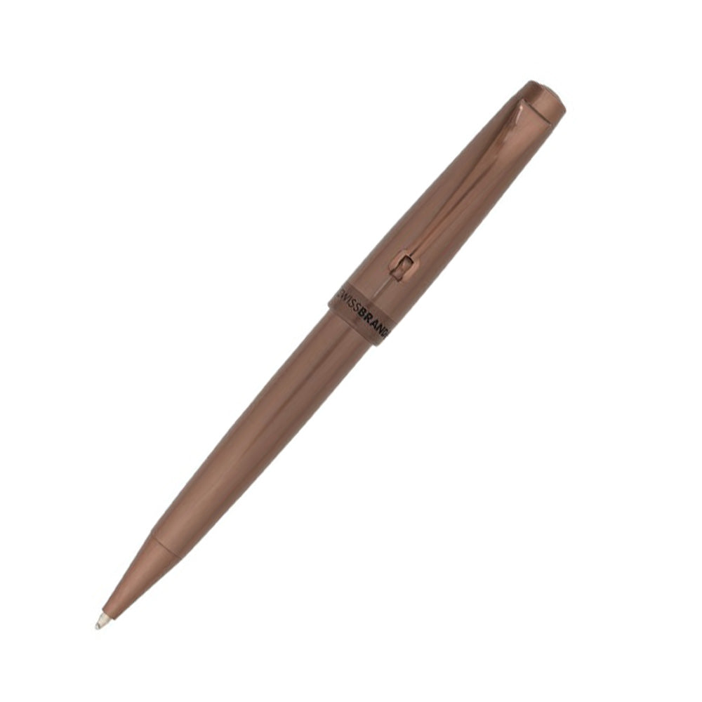 Swissbrand 2518 Matte Brown Lacquer with Polished Brown Trim Ballpoint Pen