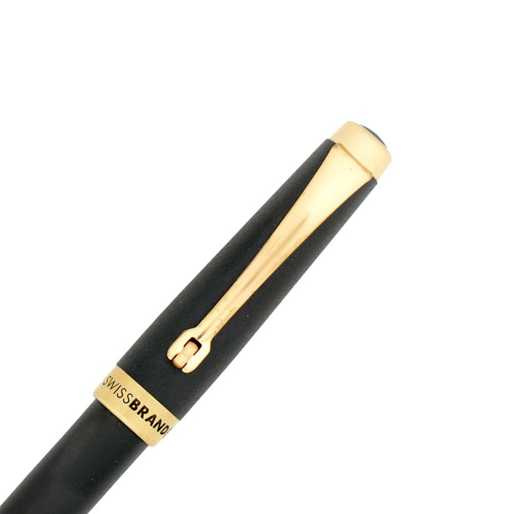 Swissbrand 2519 Matte Black Lacquer with Gold Trim Rollerball Pen