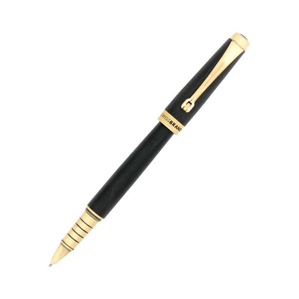 Swissbrand 2519 Matte Black Lacquer with Gold Trim Rollerball Pen