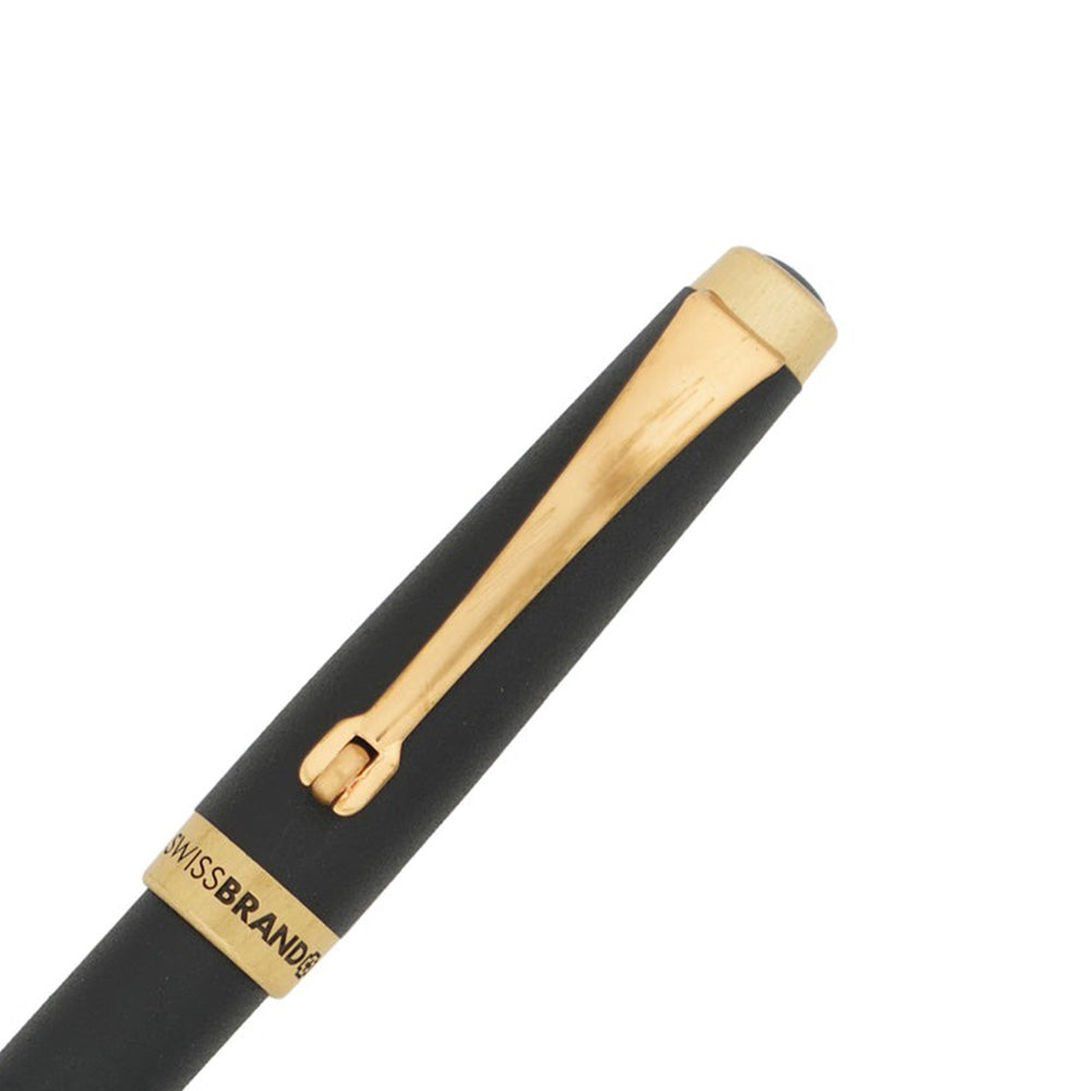 Swissbrand 2519 Matte Black Lacquer with Gold Trim Ballpoint Pen