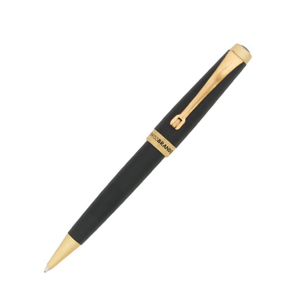 Swissbrand 2519 Matte Black Lacquer with Gold Trim Ballpoint Pen