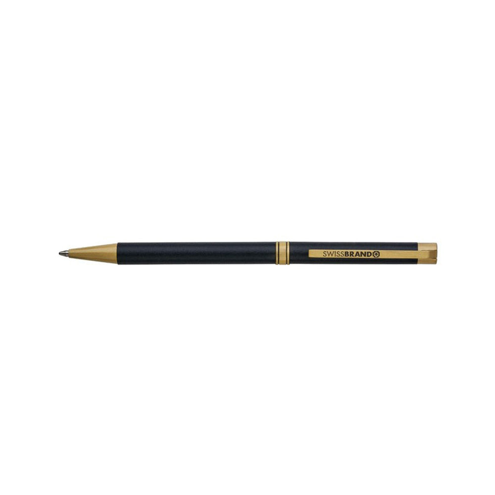 Swissbrand 2529 Matte Black Lacquer with Gold Trim Ballpoint Pen