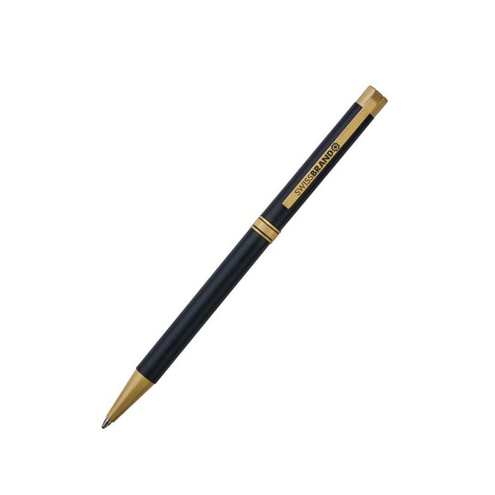 Swissbrand 2529 Matte Black Lacquer with Gold Trim Ballpoint Pen