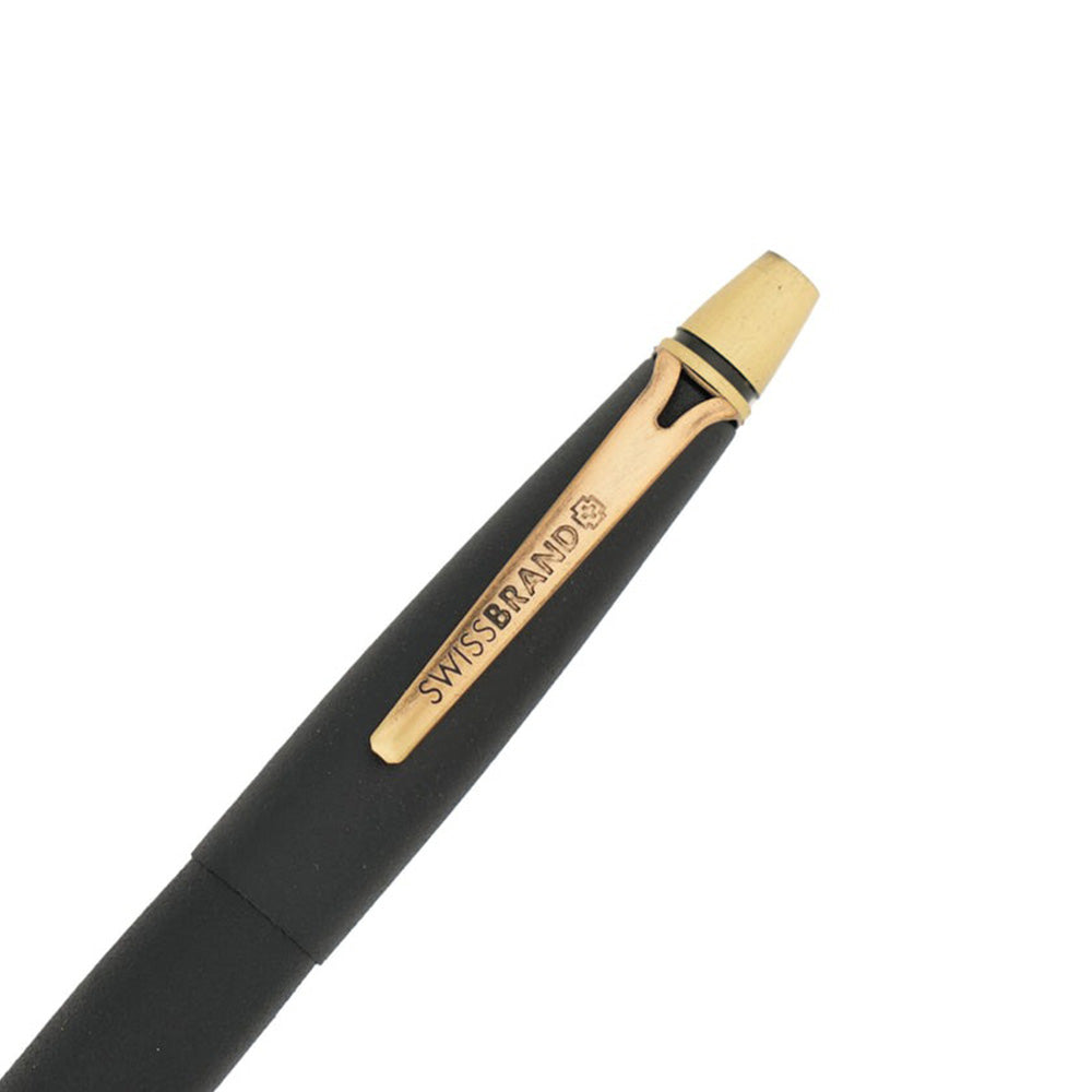 Swissbrand 2533-22 Matte Black Lacquer with Gold Trim Ballpoint Pen