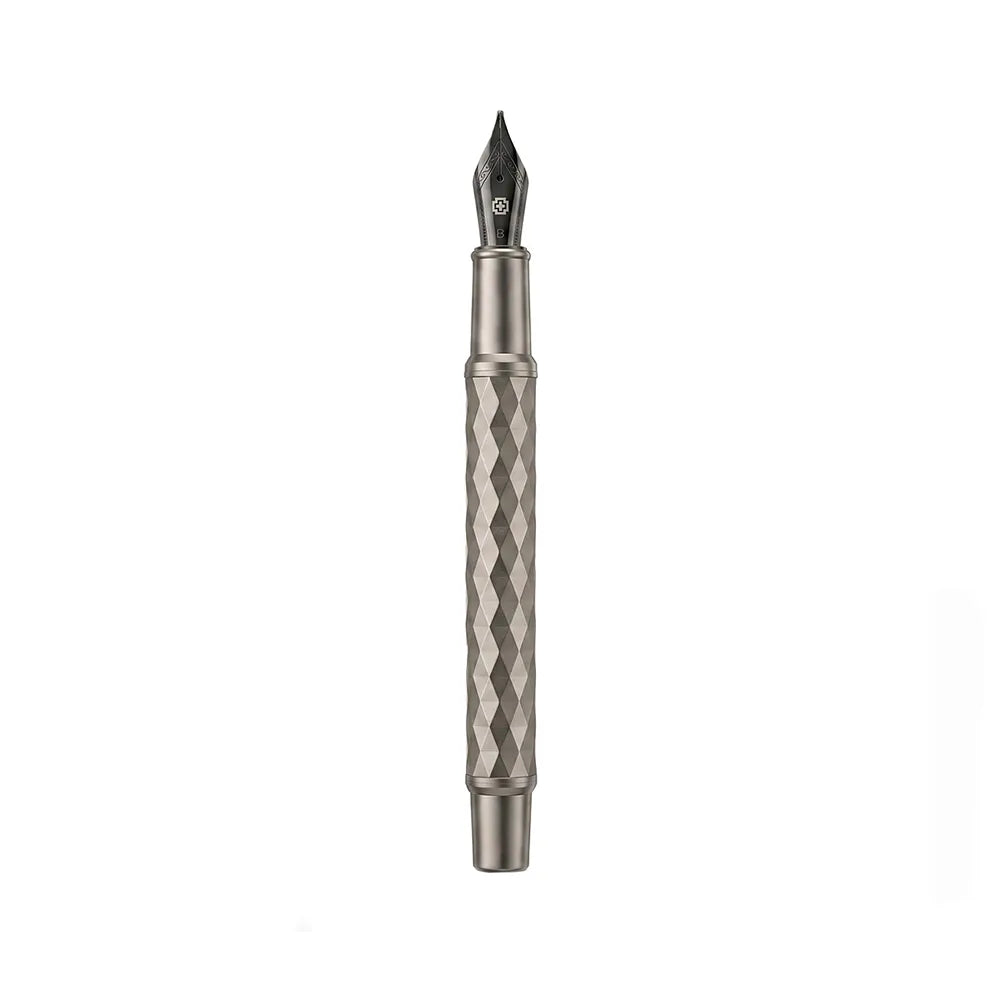 Swissbrand 2552 Ashler Crest Gunmetal Finish & Diamond Pattern GMT Fountain Pen - Medium Nib