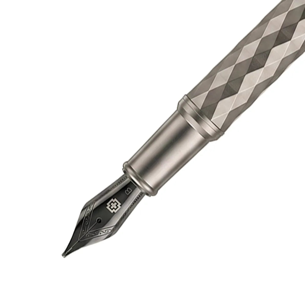 Swissbrand 2552 Ashler Crest Gunmetal Finish & Diamond Pattern GMT Fountain Pen - Medium Nib