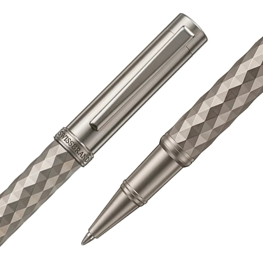 Swissbrand 2552 Ashler Crest Gunmetal Finish & Diamond Pattern GMT Rollerball Pen
