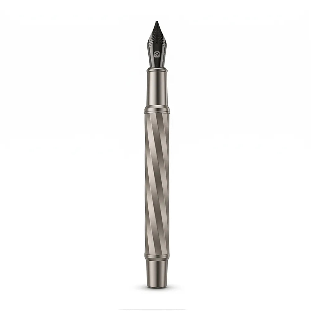Swissbrand 2553 Ashler Arc Smoky Gunmetal Finish & Spiral Pattern GMT Fountain Pen - Medium Nib