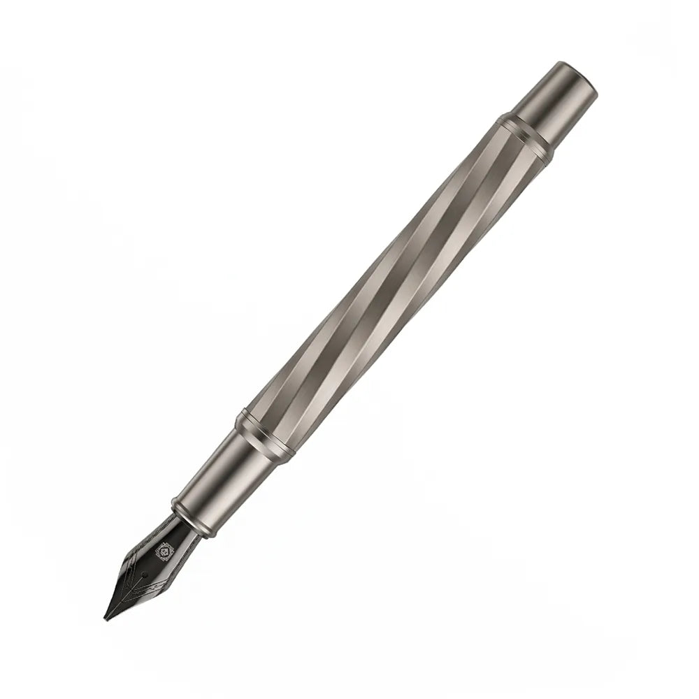 Swissbrand 2553 Ashler Arc Smoky Gunmetal Finish & Spiral Pattern GMT Fountain Pen - Medium Nib