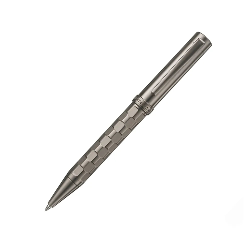 Swissbrand 2554 Ashler Tessera Gunmetal Finish & Square-Grid Pattern GMT Ballpoint Pen