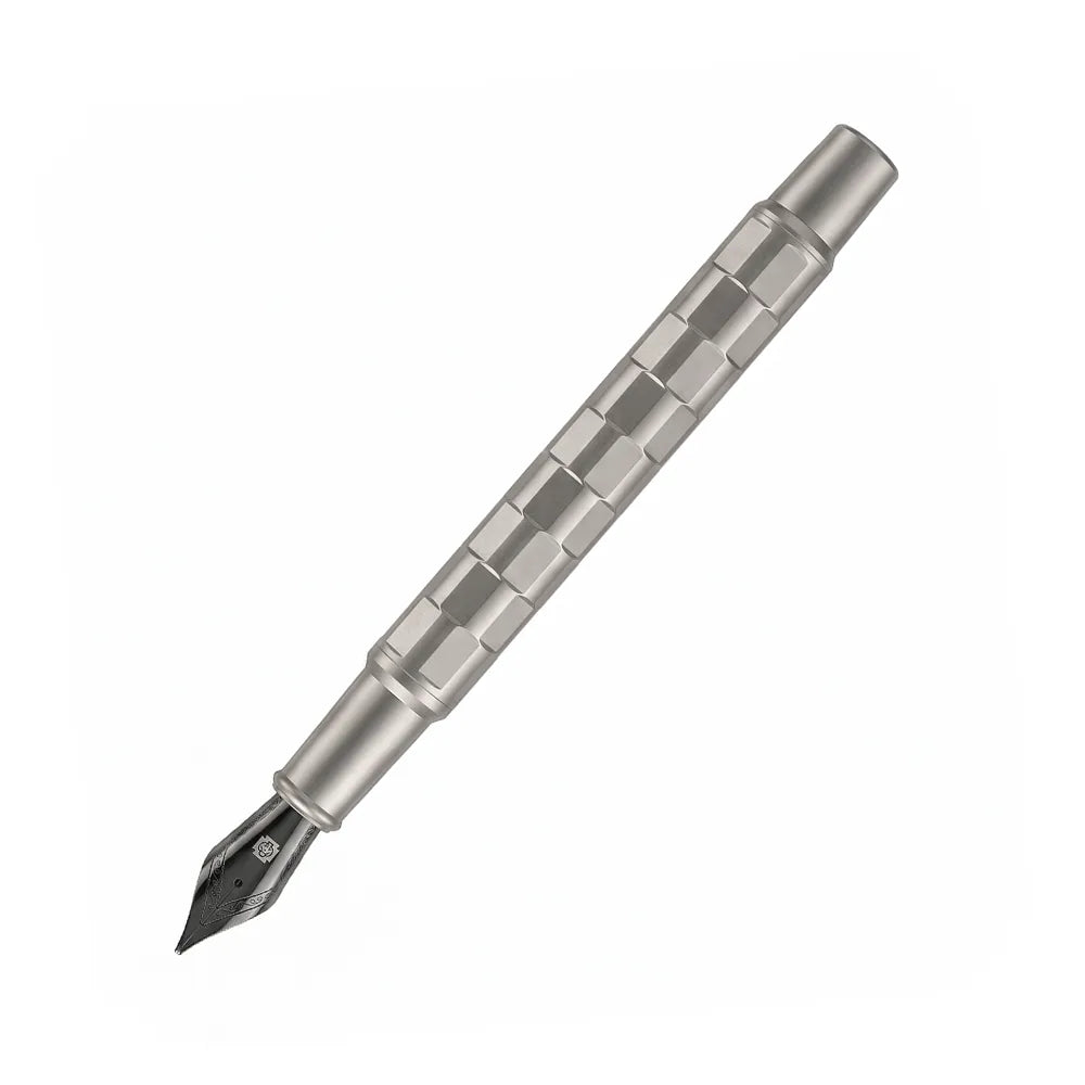 Swissbrand 2554 Ashler Tessera Gunmetal Finish & Square-Grid Pattern GMT Fountain Pen -  Medium Nib