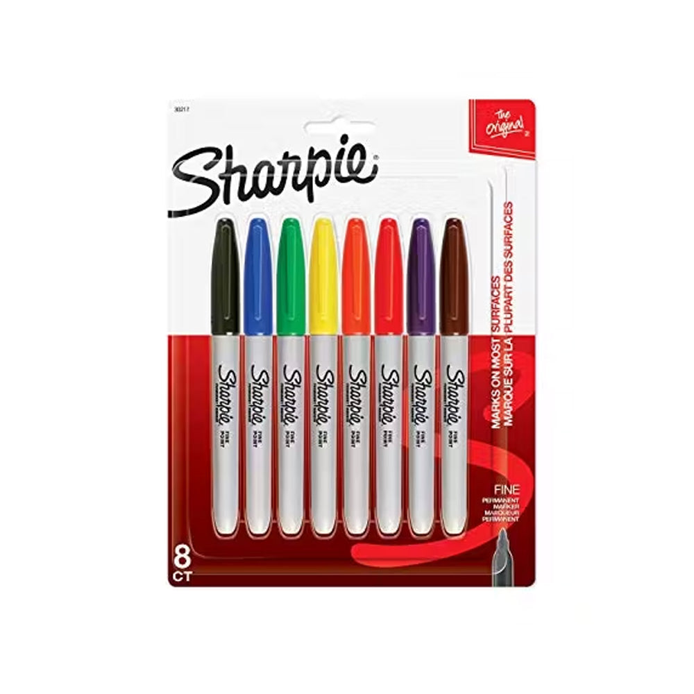 Sharpie Permanent Marker Fine Point Assorted 8 Colour Set