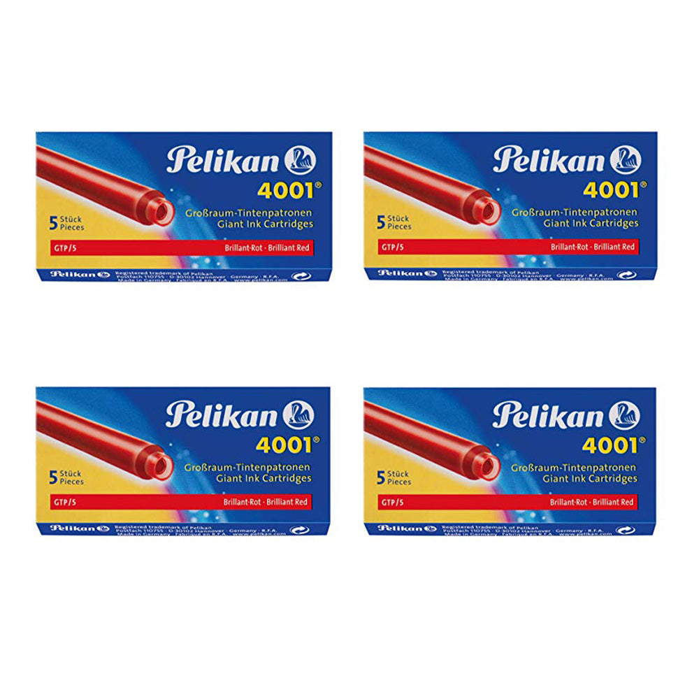 GTP/5 is the standard ink cartridge for all Pelikan cartridge fountain pens and many other brands. Large ink cartridge for all Pelikan and many other cartridge fillers Colour: Brilliant Red Royal blue ink is erasable and washable 5 ink cartridges per case