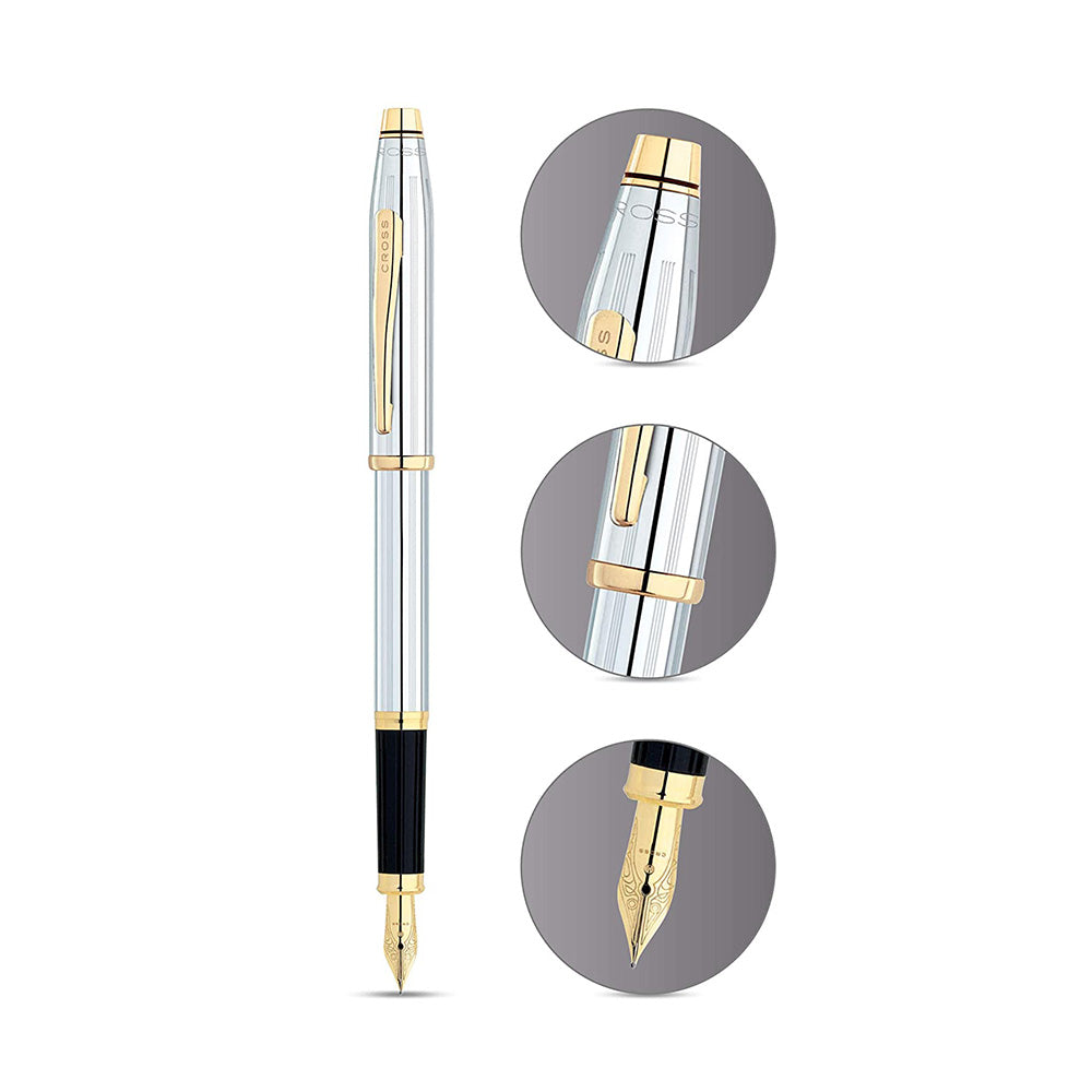 Cross Century II Medalist Polished Chrome GT Fountain Pen - Medium Nib
