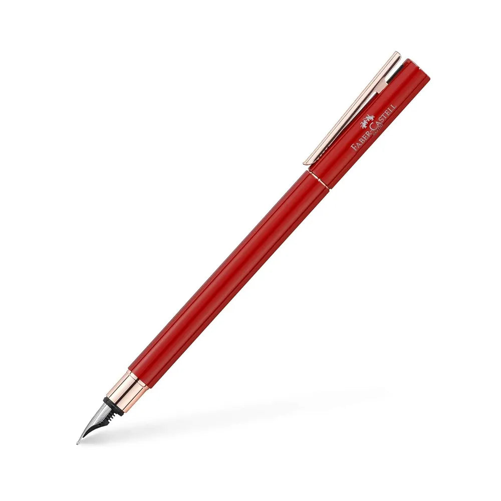 Faber-Castell Neo Slim Oriental Shiny Red with Rose Gold Trim Fountain Pen
