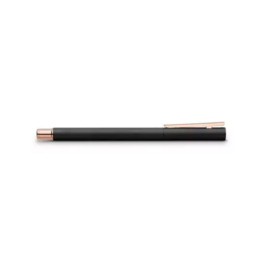 Faber-Castell Neo Slim Black Matte with Rose Gold Trim Fountain Pen - Broad Nib
