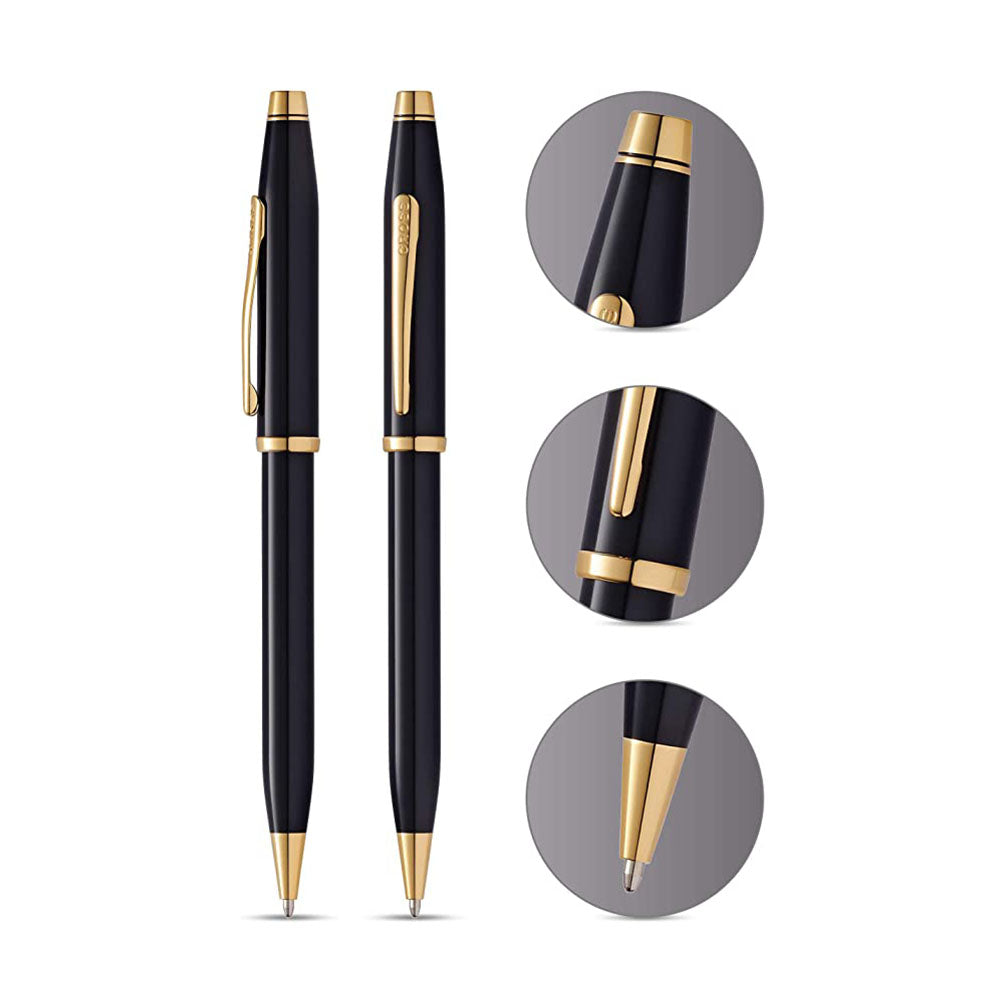 Cross Century II Classic Black Lacquer with 23Kt GT Ballpoint Pen