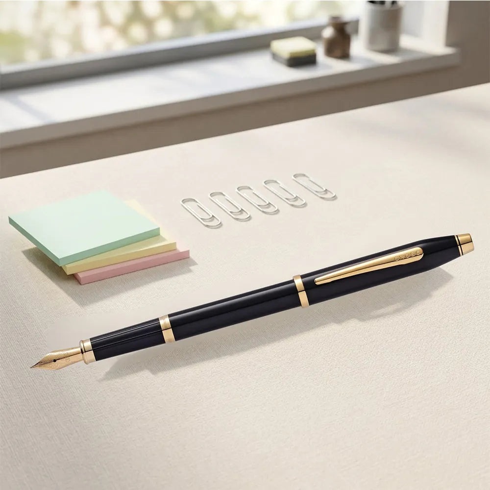 Cross Century II Black Lacquer with Gold Trim Fountain Pen