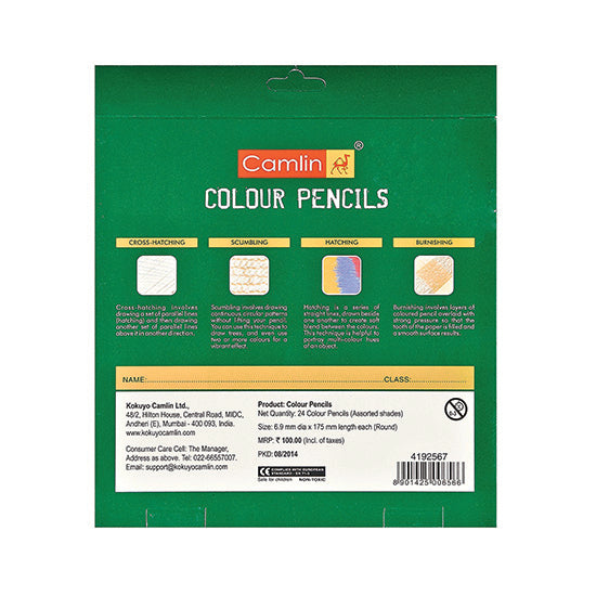 Camlin Kokuyo Full Size Color Pencil - 24 Shades (Pack of 2)