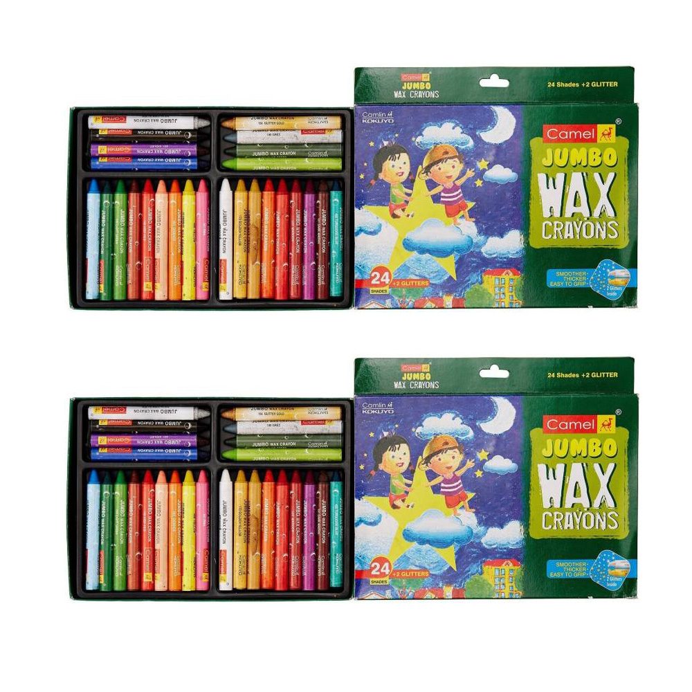 Camlin Jumbo Wax Crayons 24 Shades (Pack of 2)