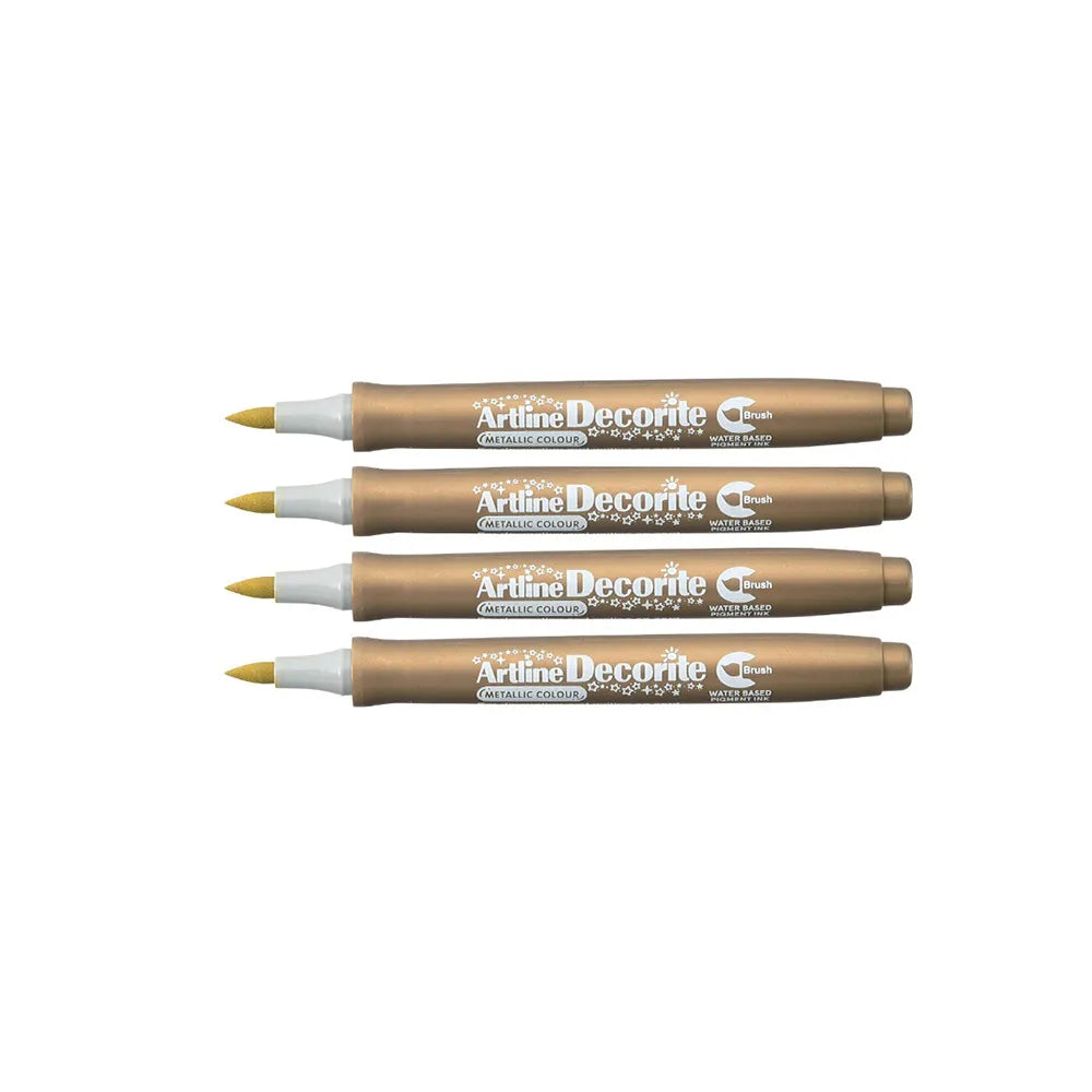 Artline Decorite Brush Marker - Metallic Gold (Pack of 4)