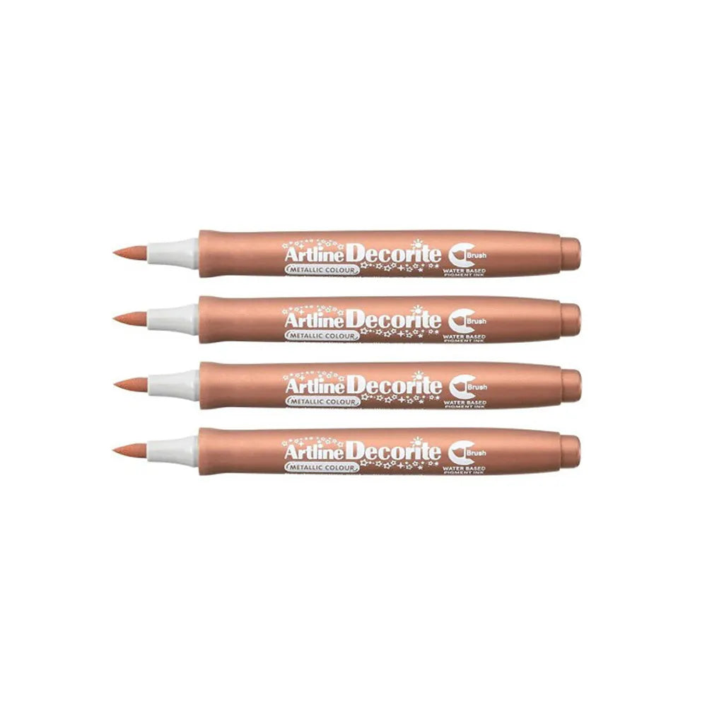 Artline Decorite Brush Marker - Metallic Bronze (Pack of 4)
