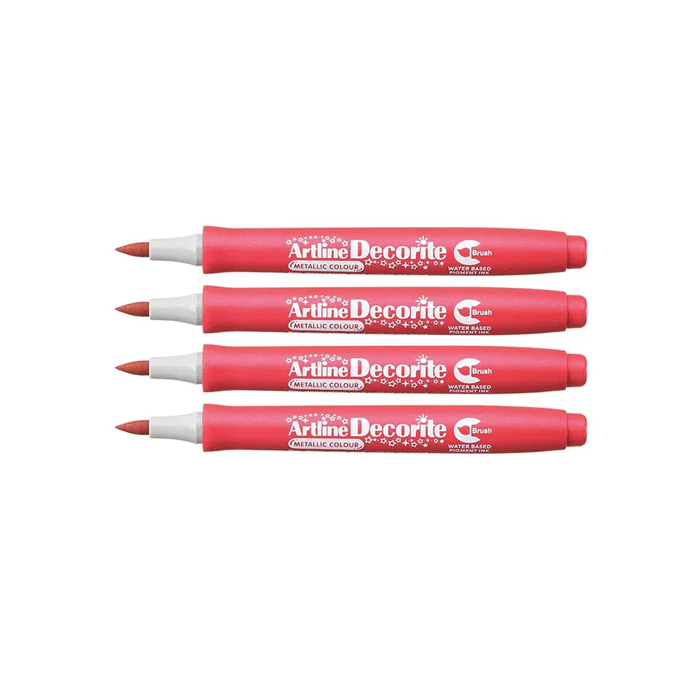 Artline Decorite Brush Marker - Metallic Red (Pack of 4)