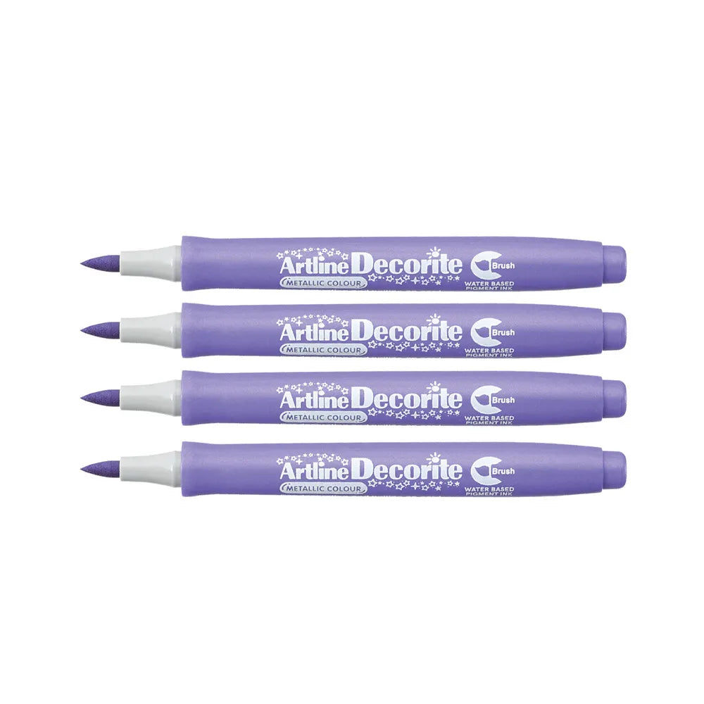 Artline Decorite Brush Marker - Metallic Purple (Pack of 4)
