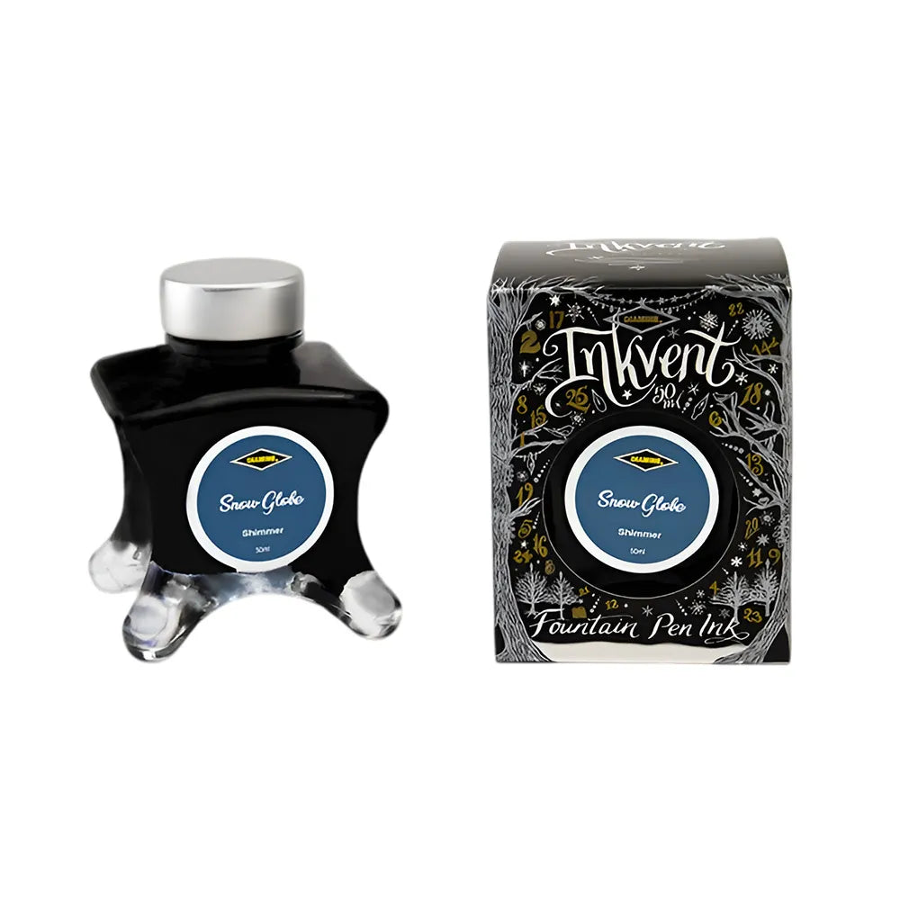 Diamine Inkvent Black Edition Shimmer Ink 50ml Bottle - Snow Globe