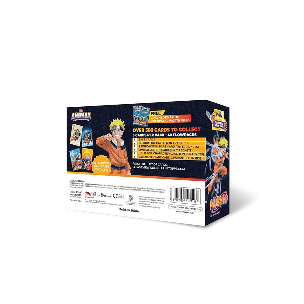 Topps Animax 2024 Official Naruto Collectible Card Game (40 Flow Pack) + 2 Animax Multipacks Free
