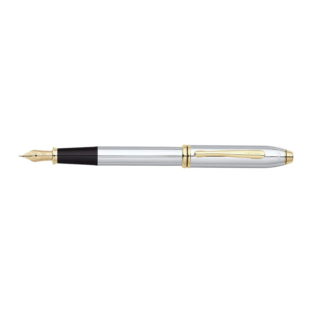 Cross Townsend Medalist Polished Chrome 23kt Gold-Plated Trim Fountain Pen - Medium Nib