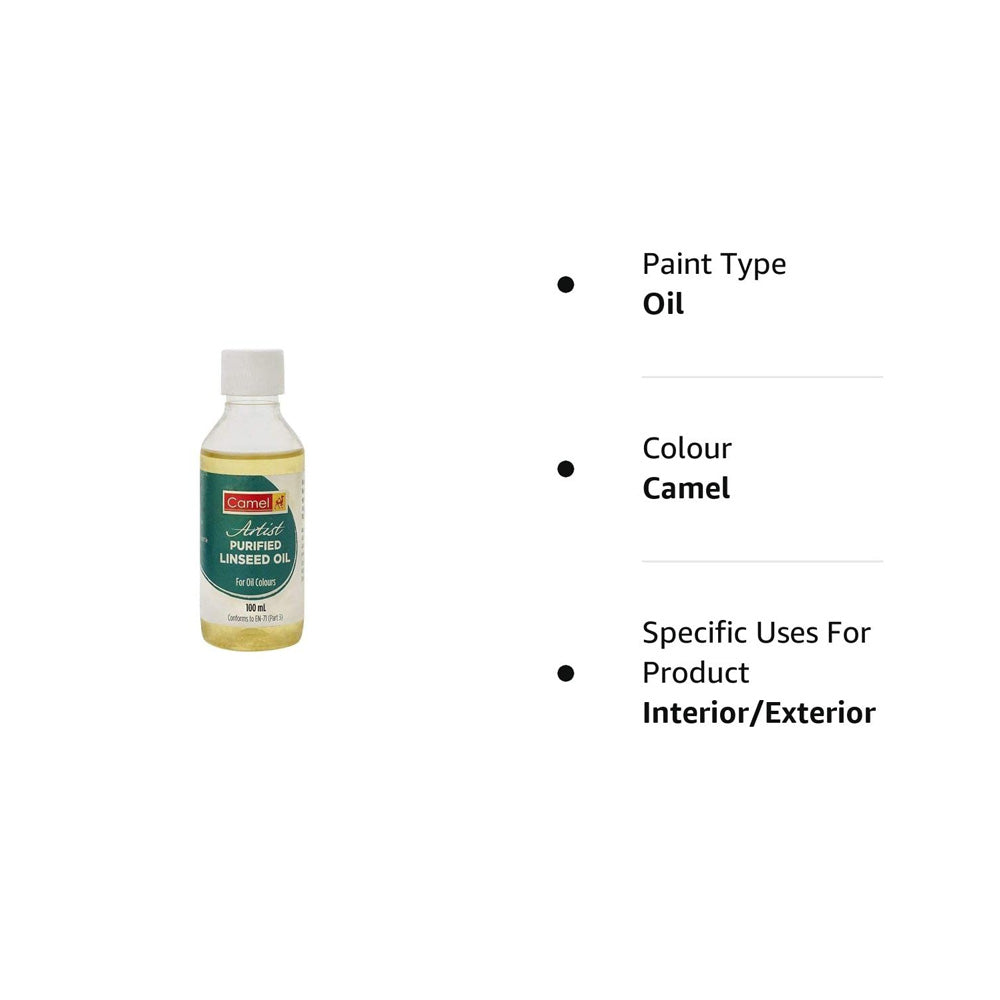 The Camlin Purified Linseed Oil adds flexibility to the oil colours. It does not react with or change the shades of the colour. The Camlin Purified Linseed Oil is doubly-refined to remove all wax impurities to create a very clear liquid. It is a suitable medium for oil painting. Adds flexibility to the oil colour Helps to remove wax impurities Suitable for oil painting Designed for beginner artists and hobbyists To remove all wax impurities to produce a very clear liquid. Country of Origin: India