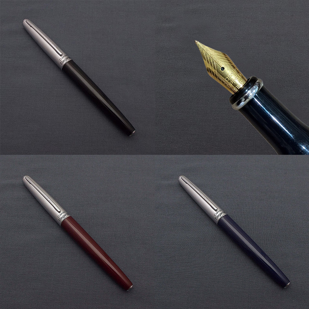 Camlin Elegante Assorted Color Fountain Pen - Fine Nib (Pack of 3)